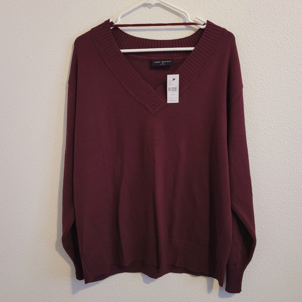 Lane Bryant Red V-Neck Sweater #270